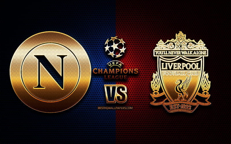 Napoli vs Liverpool, Group E, UEFA Champions League, season 2019-2020, golden logo, Napoli FC, Liverpool FC, UEFA, Napoli FC vs Liverpool FC, HD wallpaper