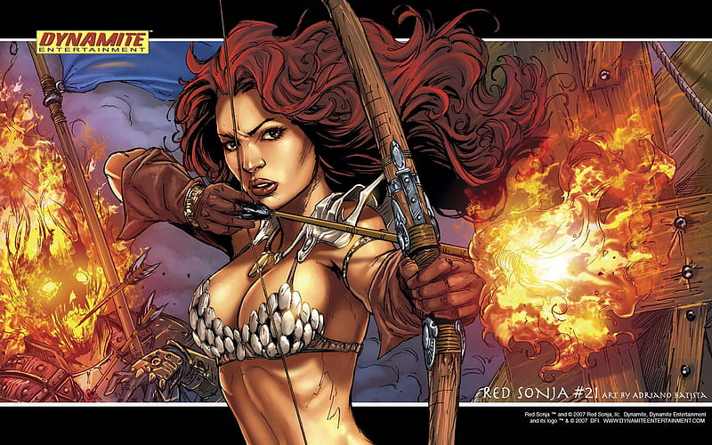 Red Sonja, red, comic, fantasy, female, warrior, sonja, HD wallpaper