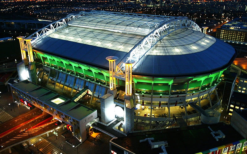 Amsterdam Arena, building, architecture, netherlands, arena, amsterdam, bonito, lights, HD wallpaper
