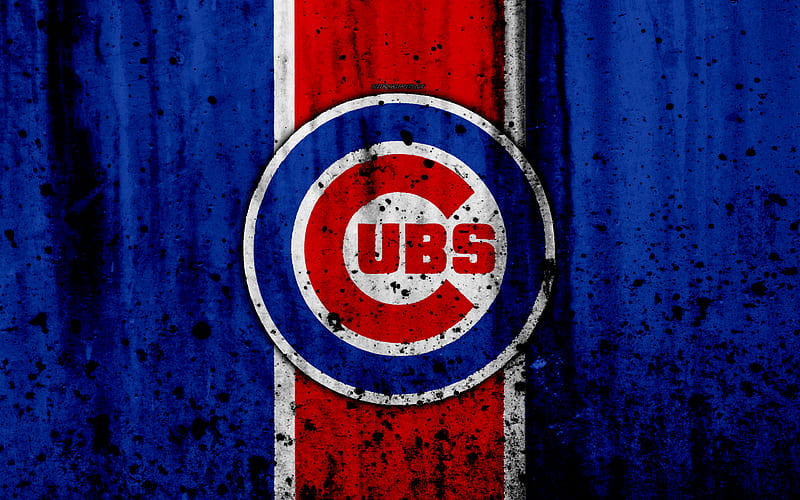 Chicago Cubs, grunge, baseball club, MLB, America, USA, Major League Baseball, stone texture, baseball, HD wallpaper
