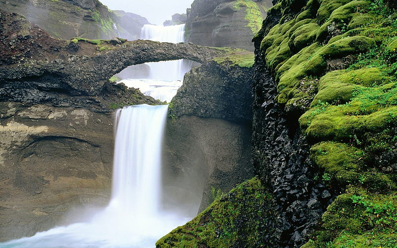 Iceland waterfall, HD wallpaper