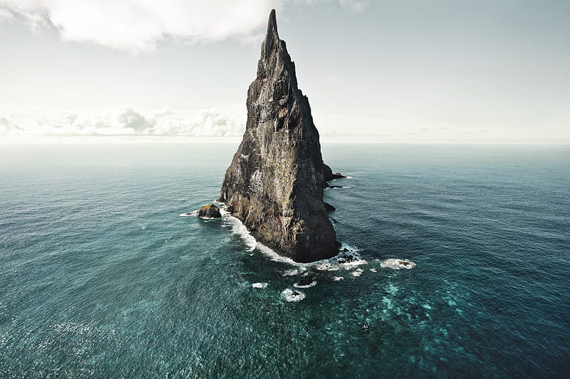 BALL'S PYRAMID, rock, ocean, volcanic stack, island, Australia, landscape, HD wallpaper