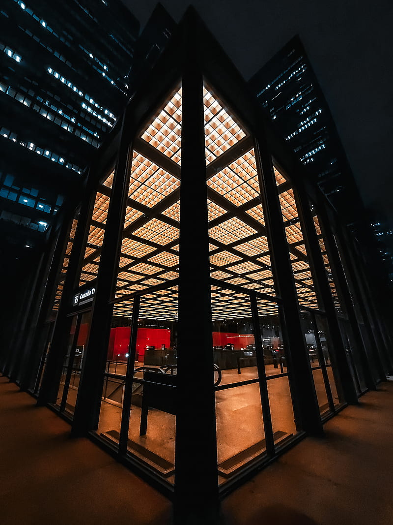 black metal framed glass building, HD phone wallpaper