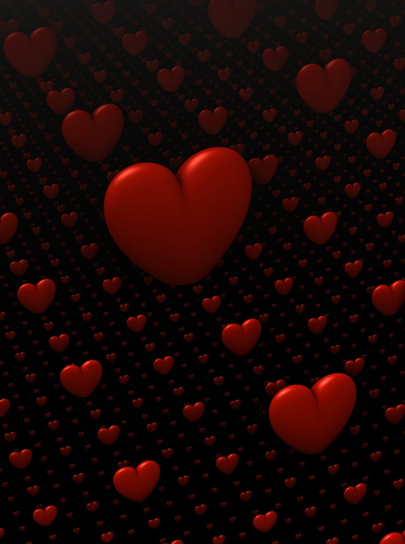 corazones, love, 3d, red, HD phone wallpaper