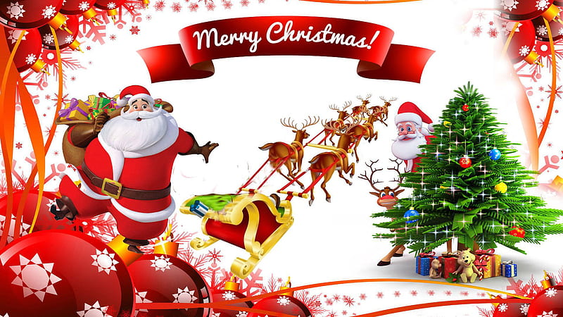 Merry Christmas Santa Claus Greeting Card Santa Claus, HD wallpaper