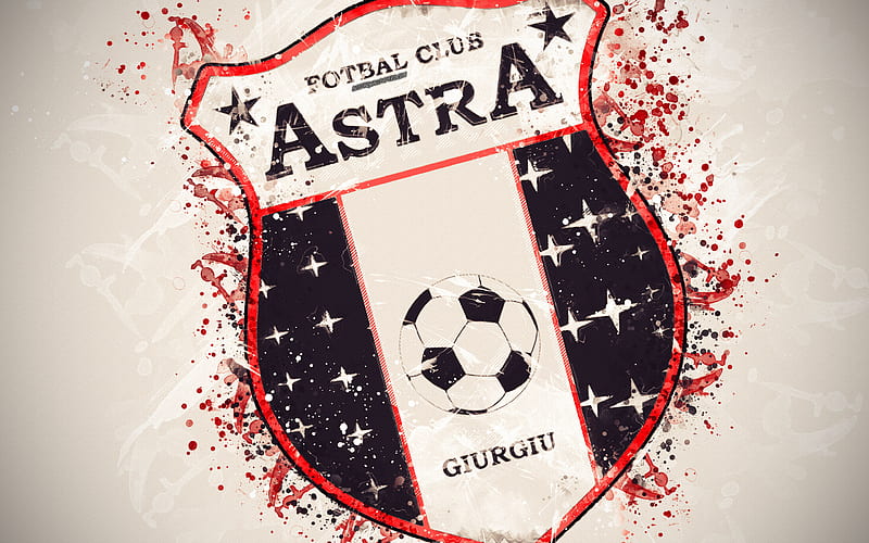 FC Astra Giurgiu paint art, logo, creative, Romanian football team, Liga 1, emblem, white background, grunge style, Giurgiu, Romania, football, HD wallpaper