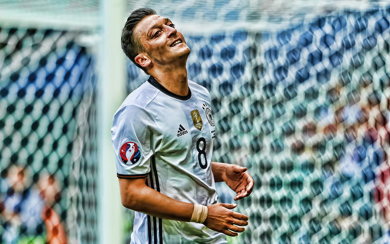 Mesut Ozil, R, Germany National Team, artwork, Ozil R, soccer, footballers, German football team, HD wallpaper