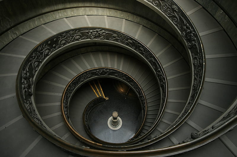 staircase, arhitectute, spiral, HD wallpaper