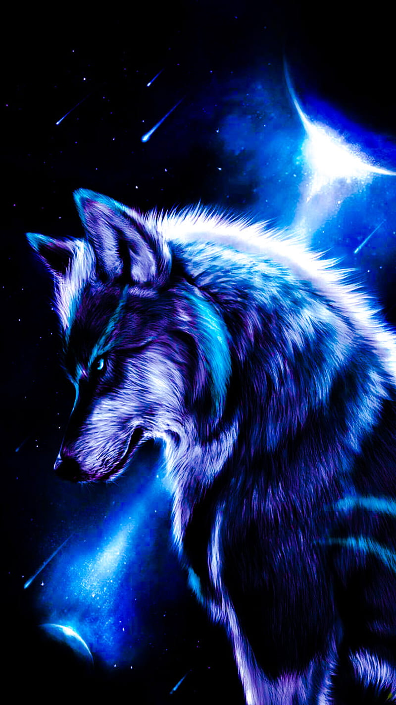 Blue Wolf, blue, cloud, epic, lone, moon, pack, wolf, wolves, HD phone wallpaper
