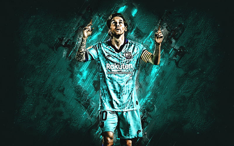Lionel Messi, FC Barcelona, Argentinean soccer player, turquoise stone ...