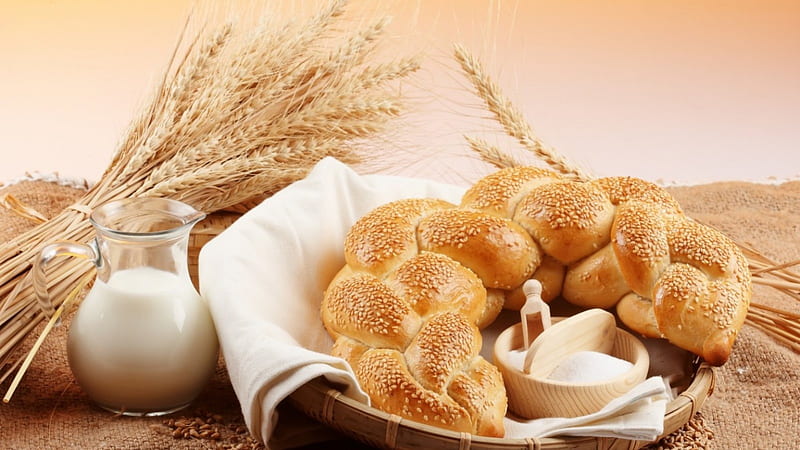 *** BREAD ***, bread, milk, white, wheat, HD wallpaper