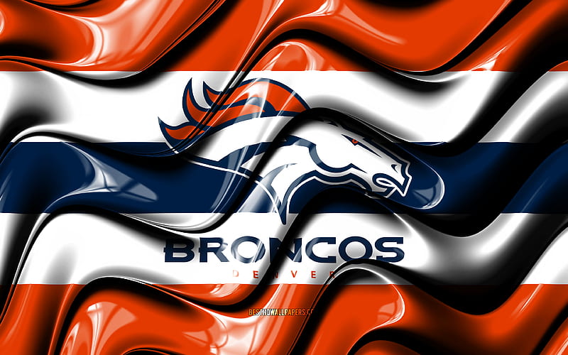Denver Broncos flag orange and blue 3D waves, NFL, american football team, Denver Broncos logo, american football, Denver Broncos, HD wallpaper