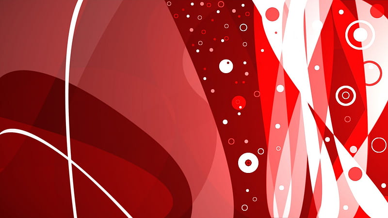 Ribbon, Circle, Red, Pink, Abstract, White, HD wallpaper