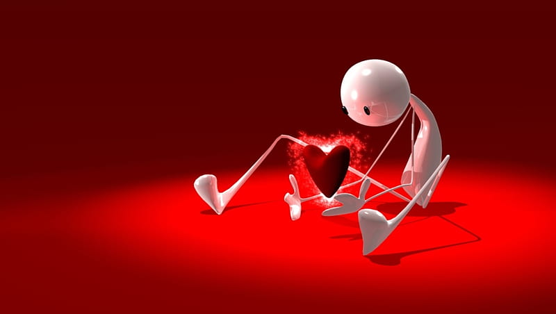 In love, sad, red, Cartoon, heart, HD wallpaper | Peakpx