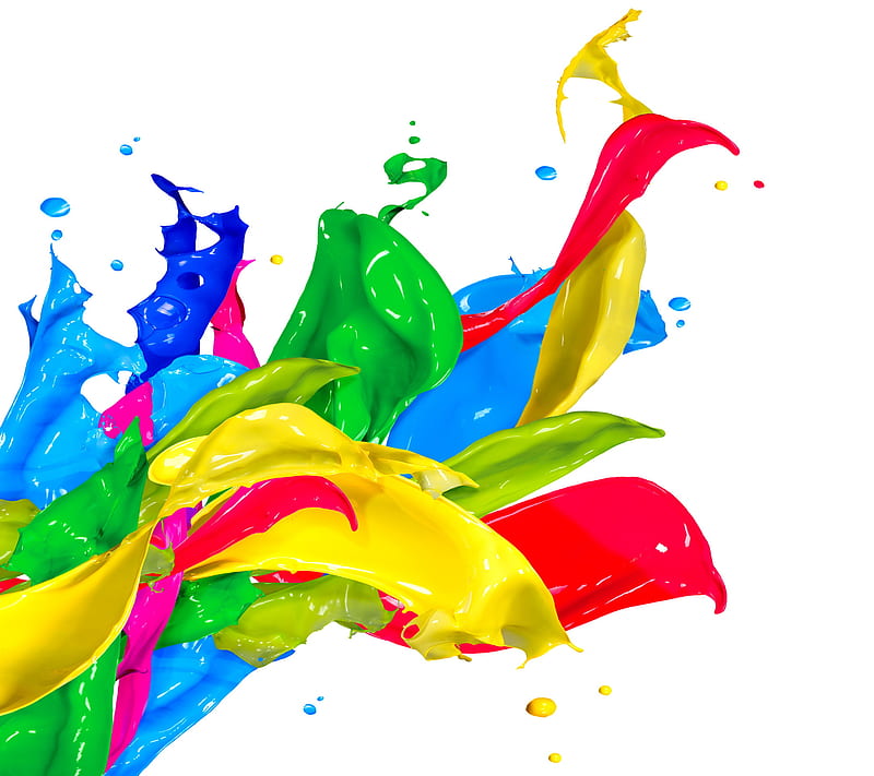 Paint Splash, acrylic, colors, drops, texture, HD wallpaper