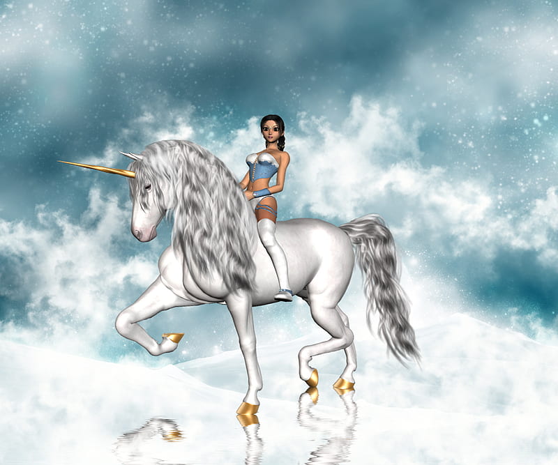Lady Hawk Possessed, lady, unicorn, ride, HD wallpaper