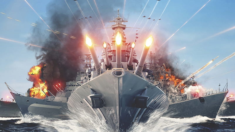 World of Warships - Ships Firing, Ships, Firing, World, Warships, HD wallpaper