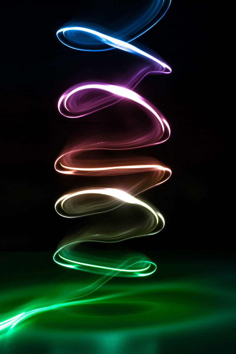neon, spiral, twisting, glow, dark, HD phone wallpaper