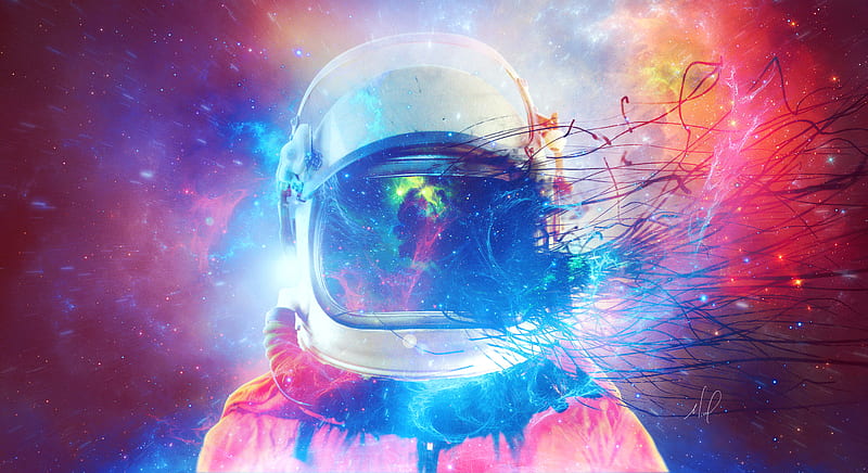 Astronaut Galaxy , astronaut, artist, artwork, digital-art, galaxy, colorful, HD wallpaper