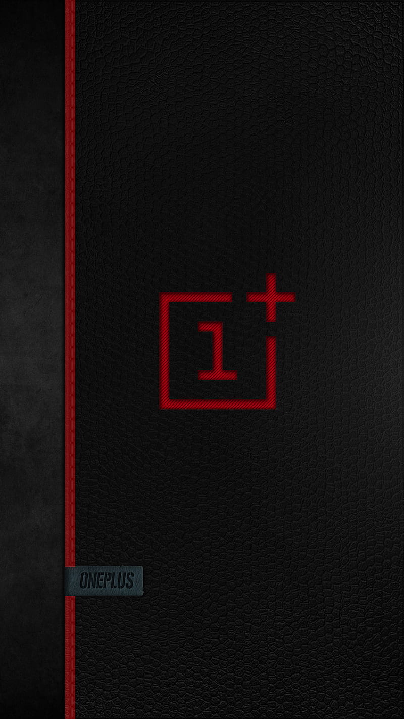 Leather OnePlus, 929, black logo, oled, pressed, q, red, HD phone wallpaper