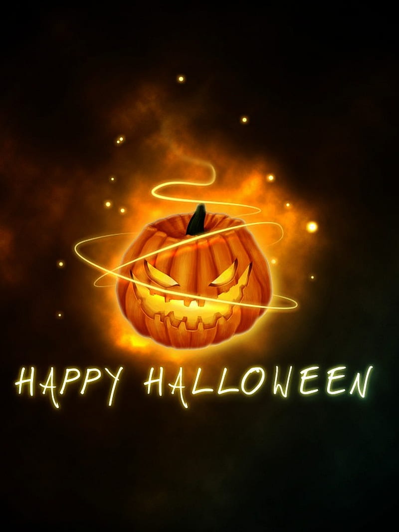 halloween, dark, ghost, night, pumpkin, HD phone wallpaper