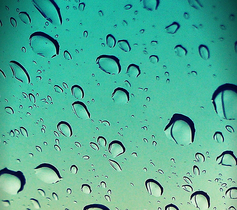 Teal Rain, droplets, rain, raindrops, teal, water, HD wallpaper