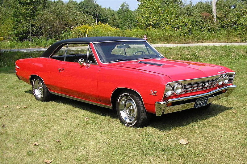 1967 Chevrolet Chevelle Super Sport 396, red, 67, ss, super sport, chevy, 396, 1967, cool, car, chevelle, muscle car, HD wallpaper
