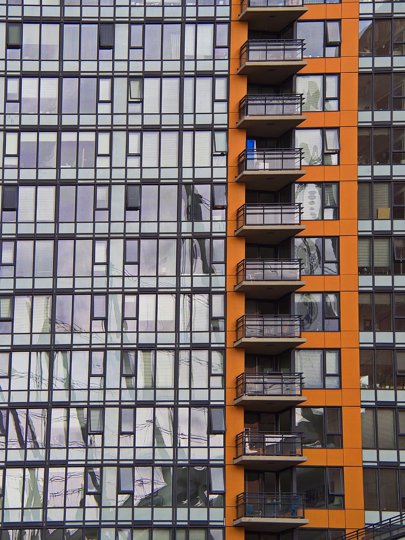 building, facade, balconies, glass, HD phone wallpaper