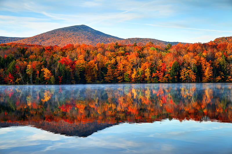 Earth, Fall, Foliage, Lake, Mountain, Reflection, HD wallpaper