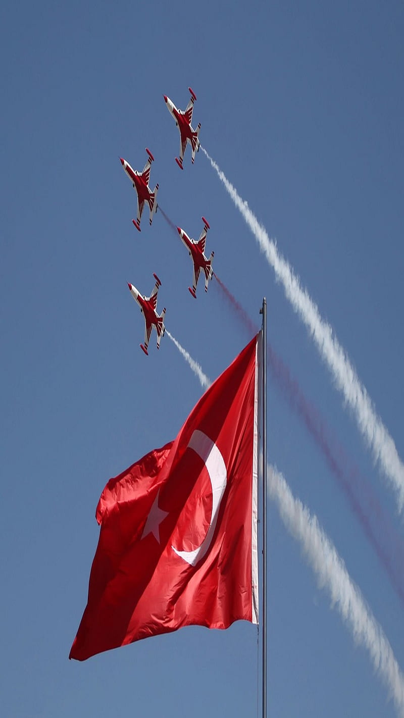 Turk Bayragi, flag, ucak, HD phone wallpaper
