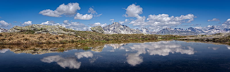 Mountains, Alps Mountain, Lake, Mountain, Panorama, Reflection, Switzerland, HD wallpaper