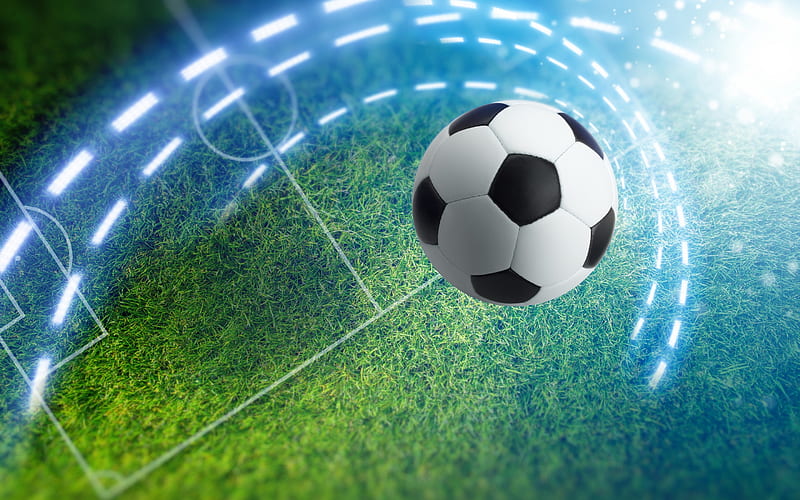 Football, football stadium, football concepts, soccer ball, green lawn, HD wallpaper