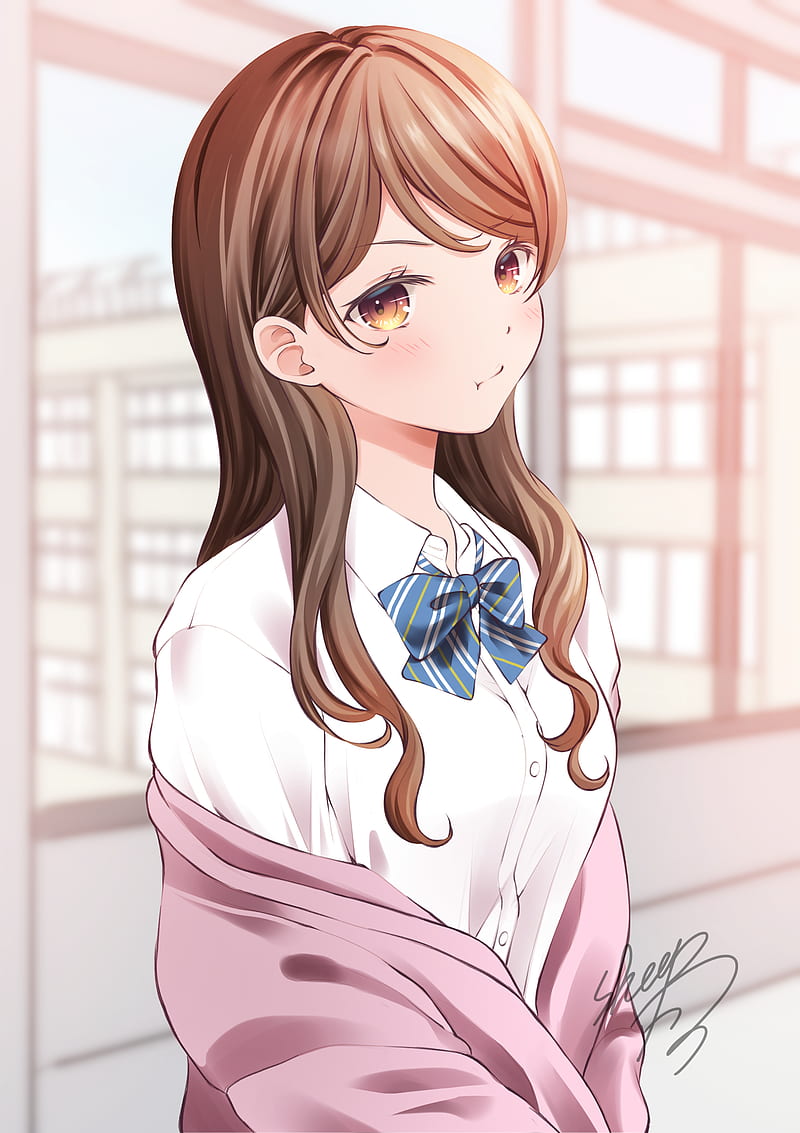Brunettes school uniforms long hair thigh highs twintails hazel eyes anime  girls wallpaper | 3200x2500 | 339595 | WallpaperUP