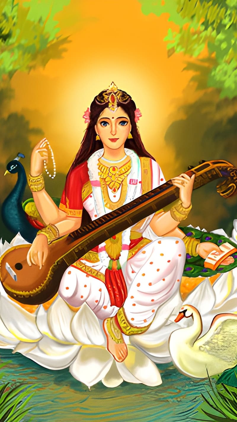 Saraswati and swan statue hi-res stock photography and images - Alamy
