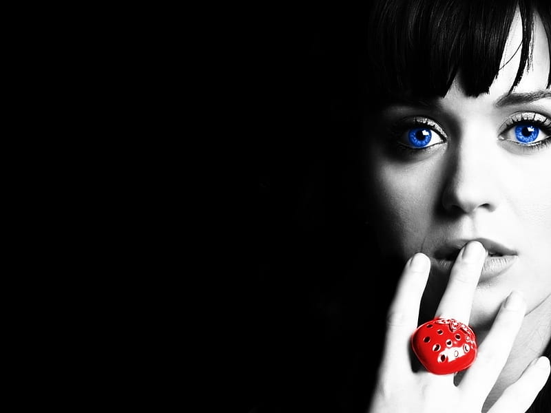 Woman with a red ring, ring, eyes, woman, fingers, HD wallpaper