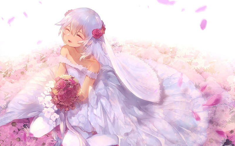 Laffey, manga, bridal bouquet, Azur Lane, Wedding bouquet, HD wallpaper