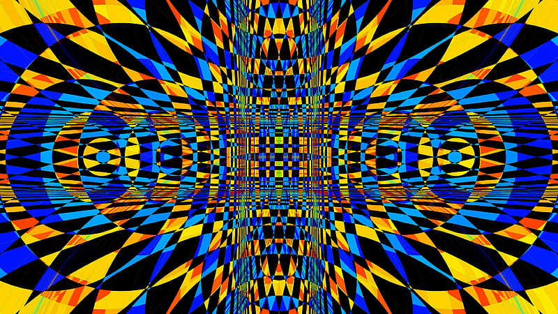 Blue Black Yellow Fractal Pattern Optical Illusion Abstract, HD wallpaper |  Peakpx