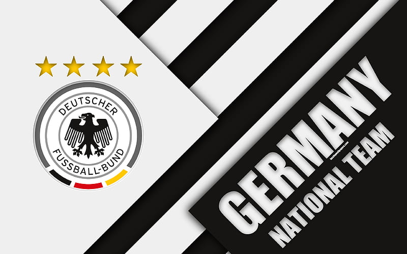 Germany national football team emblem, material design, white black abstraction, logo, football, Germany, coat of arms, German Football Association, HD wallpaper