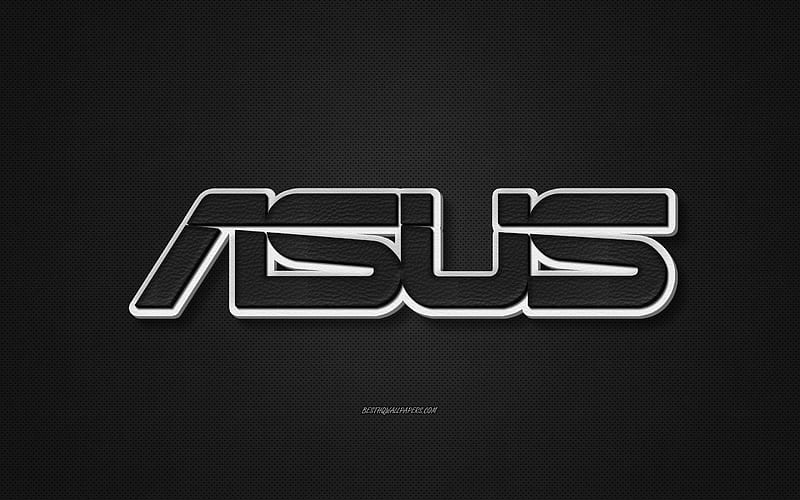Asus leather logo, black leather texture, emblem, Asus, creative art, black background, Asus logo, HD wallpaper