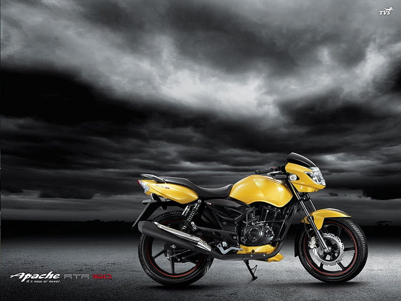 Apache back in 160, disk, cc, faster, indian, black, yellow, tvs, 160, apache, HD wallpaper