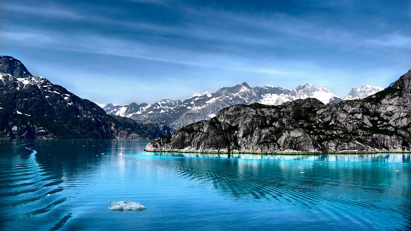 Glacier Bay Nat'l. Park, Alaska, nature, usa, lake, mountains, HD wallpaper