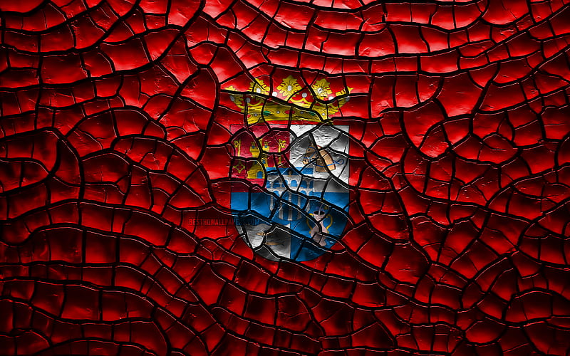 Flag of Segovia spanish provinces, cracked soil, Spain, Segovia flag, 3D art, Segovia, Provinces of Spain, administrative districts, Segovia 3D flag, Europe, HD wallpaper