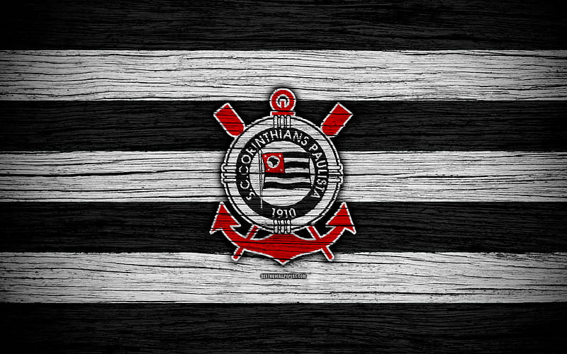 Corinthians Brazilian Seria A, logo, Brazil, soccer, Corinthians FC, football club, wooden texture, FC Corinthians, HD wallpaper