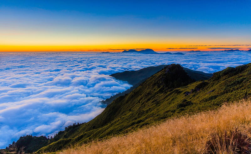 Ocean of Clouds, colors, sunset, Mountains, fog, HD wallpaper | Peakpx