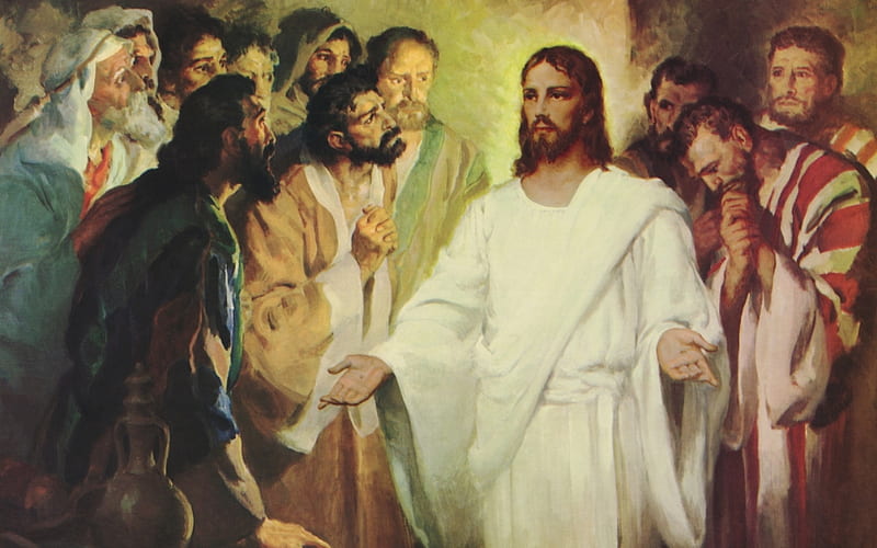 Resurrected Jesus and Apostles, Resurrection, Christ, apostles, Jesus, HD wallpaper