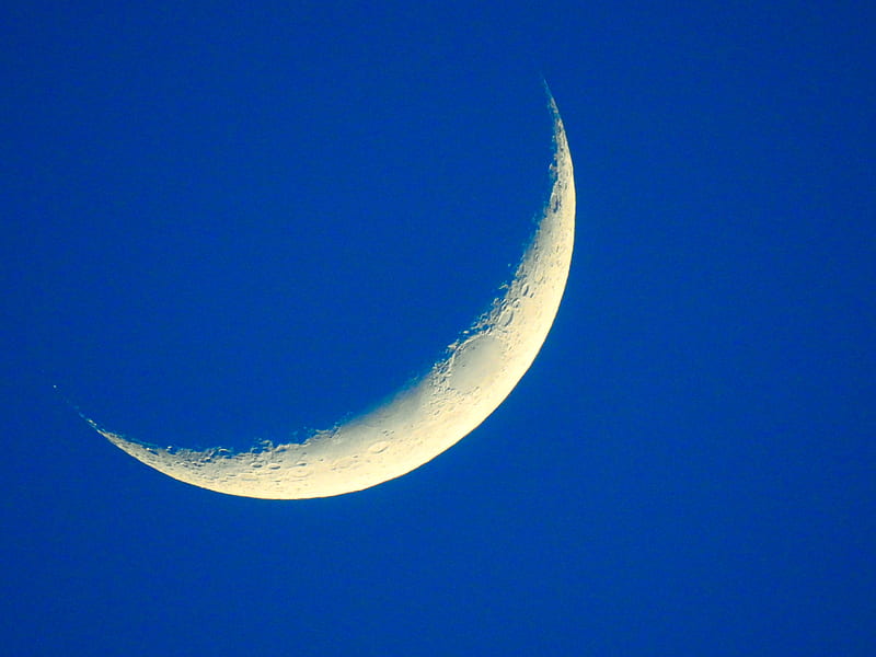 Moon, blue, bluesky, , helal, hilal, ramadan, sky, HD wallpaper