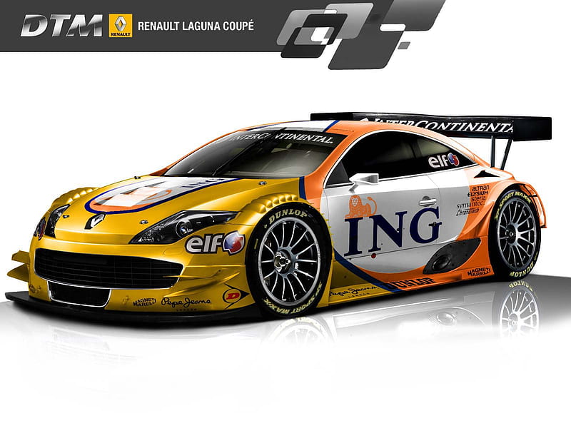 renault megane race car, orange, front engine, yellow, two seater, sponsorship, race modified, silver alloys, white, blue, HD wallpaper