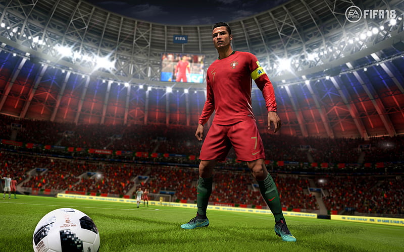 Cristiano Ronaldo FIFA19, Portuguese National Team, 2018 games, CR7, football simulator, FIFA 19, Ronaldo, HD wallpaper
