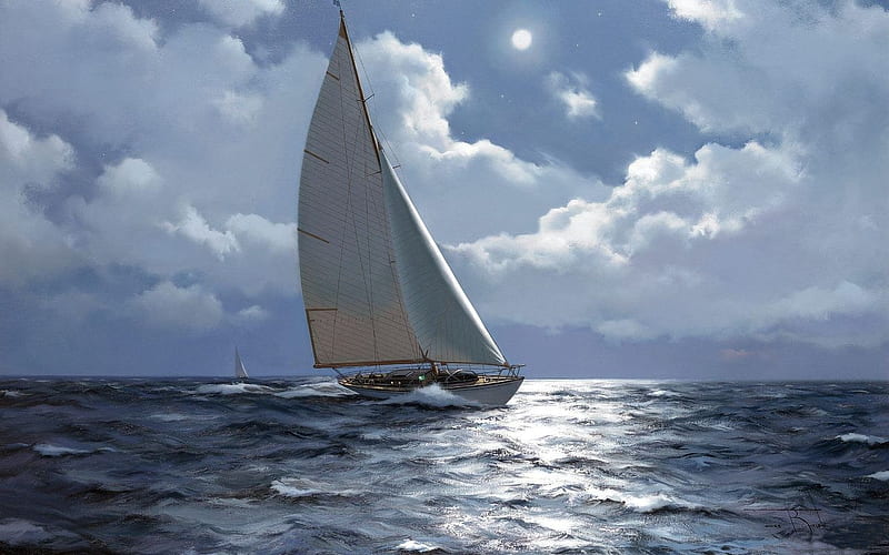 Ship, sails, sea, waves, sky, HD phone wallpaper | Peakpx