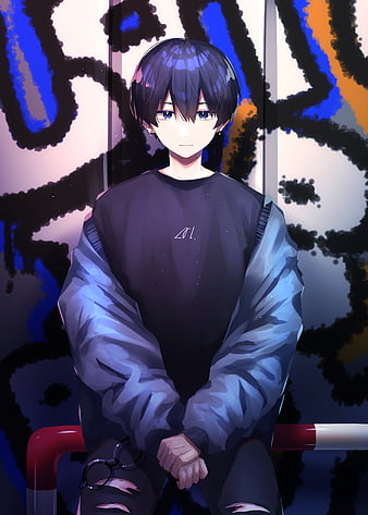 Anime Boy With Dark Blue Hair